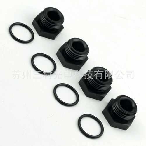 汽车改装接头外螺纹AN6 ORB-6平 W/T O-Ring带垫圈黑色平堵头
