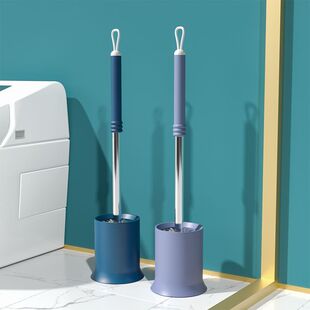 马桶刷子家用卫生间厕所刷不锈钢杆清洁无死角圆头刷子带底座套装