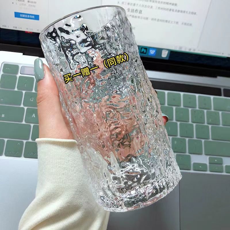 玻璃杯水杯 家用简约清新森系ins风树皮杯杯子女可爱啤酒杯咖啡杯