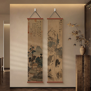 宋式美学山水茶室挂画禅意入户玄关装饰画中古风国画书房壁画茶台