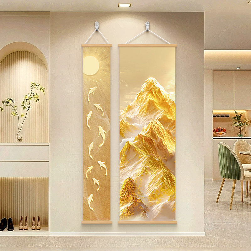 九鱼图客厅装饰画轻奢高级感玄关过道挂画日照金山入户正对门壁画,家居饰品,现代装饰画,淘宝优惠券,粉丝福利购,淘宝优惠卷