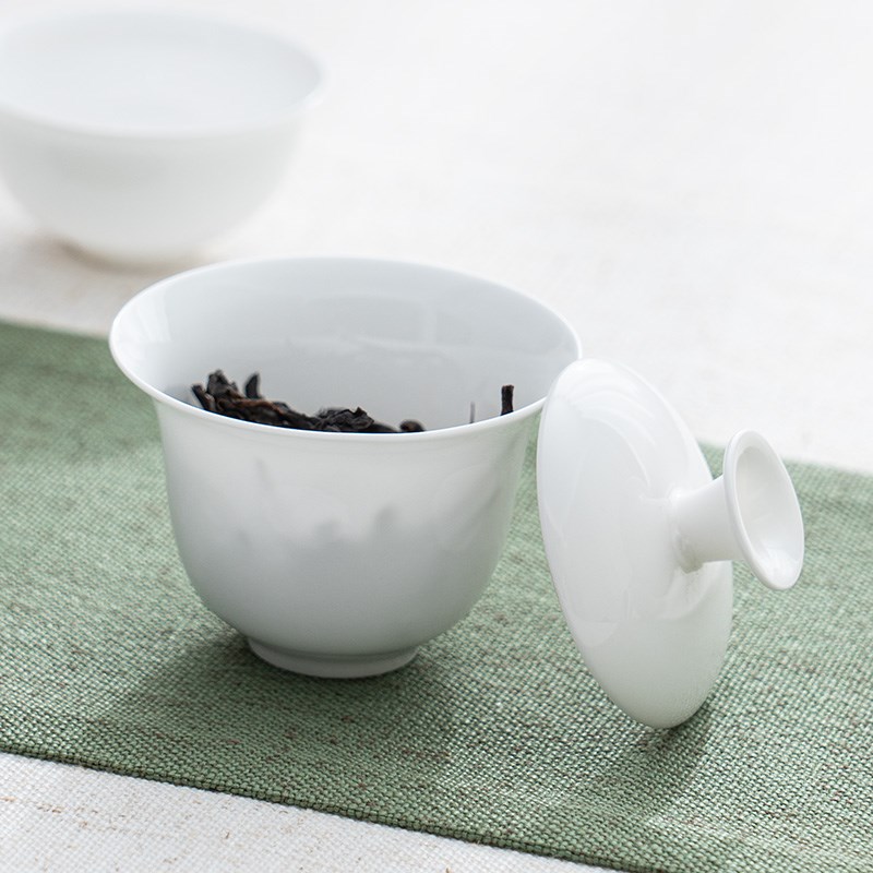 潮汕功夫茶具 薄胎骨瓷q迷你小盖碗 单人泡茶器 茶叶店试茶 泡茶