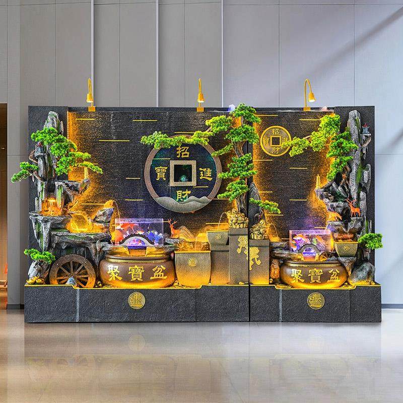 水幕墙流水屏风水景观墙假山鱼缸公司别墅庭院子户外成品开业摆件