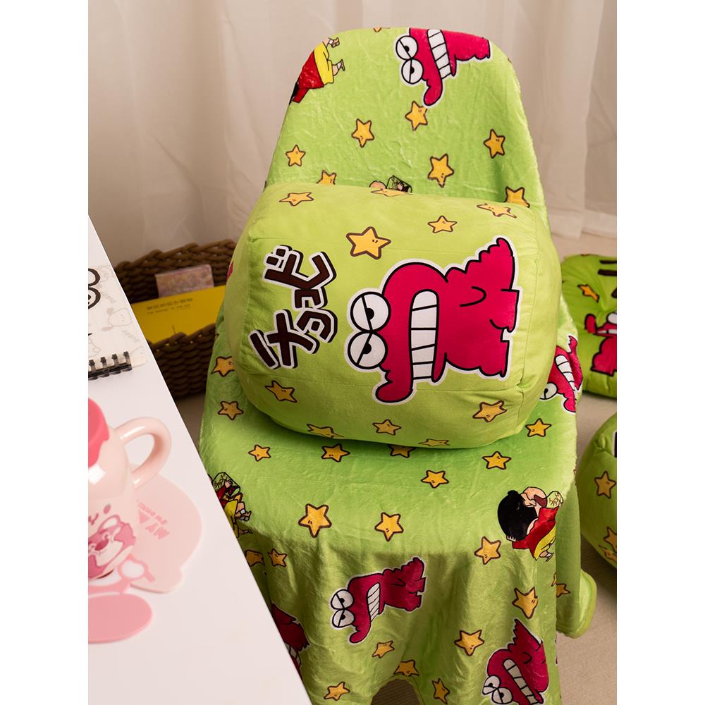 可爱蜡笔小新恐龙饼干抱枕毯子二合一卡通圆形两用靠垫靠枕午睡毯