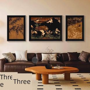 中世纪风格 鹤钻石画三联画2025新客厅点瓷砖十字绣手工高档贴纸