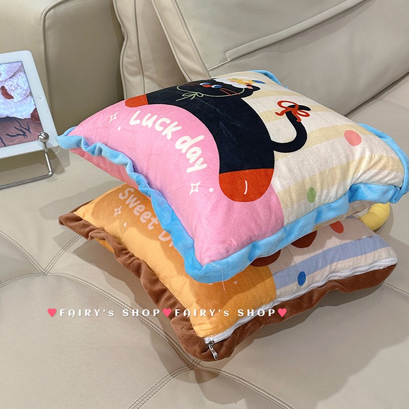 卡通手提抱枕被子两用二合一折A叠办公室车载午睡毯子宿舍加厚靠