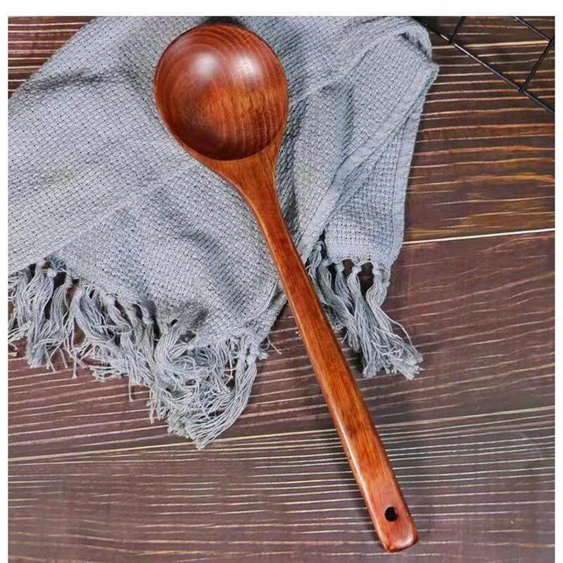 炒菜木勺加长手柄木汤勺可炒菜木勺仿古木汤勺家用不粘锅木勺子