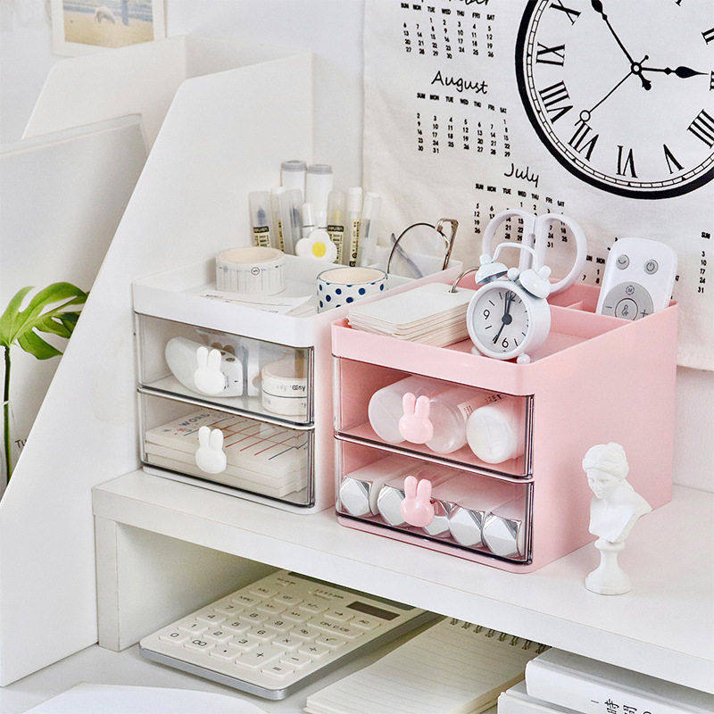 卡通创意笔筒透明抽屉兔子收纳盒儿童女孩学生公室桌面摆件大容,收纳整理,首饰盒,淘宝优惠券,粉丝福利购,淘宝优惠卷