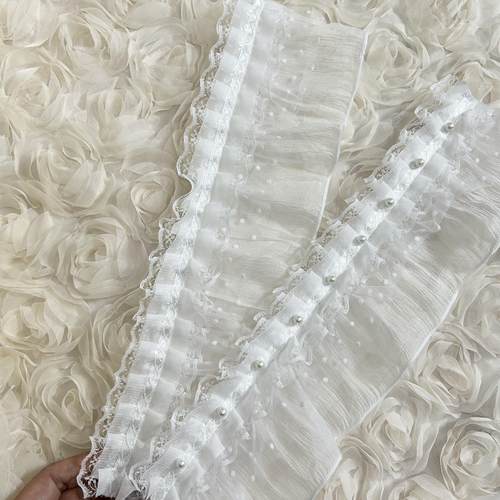 金源窗帘花边配件立边法式温柔立边小圆点三层花边