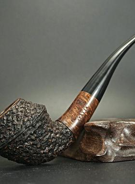 无漆PIPELIN进口石楠根弯式实木烟斗送配件 抽V草利器