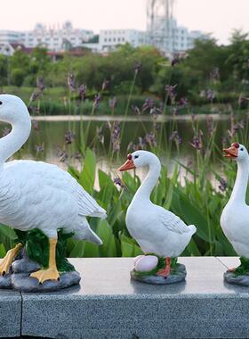 彷真鹅雕塑摆件农家乐池塘田园风动物布景烧鹅店狮头鹅招牌美陈