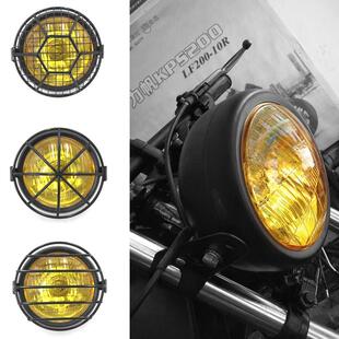 CG125摩托车改装复古大灯 GN125复古前照灯 铁壳黑色远近大灯圆灯