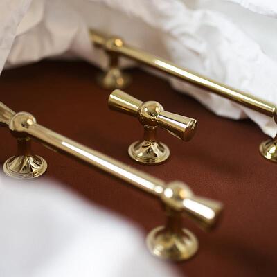 INDOORS黄铜法式轻奢柜门把手整体橱柜衣柜门鞋柜金色覆古长条拉