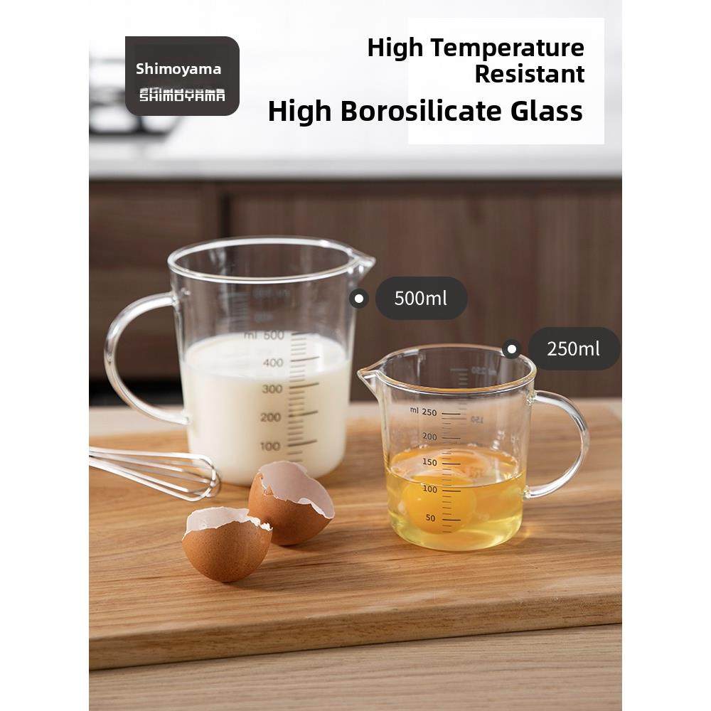 日本霜山量杯耐热高硼硅玻璃杯500ml烤牛奶杯微波加热刻度杯