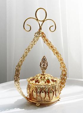 大号金色香炉摩洛哥风格铁艺金属熏香炉摆件家居饰品装饰玄关饰品