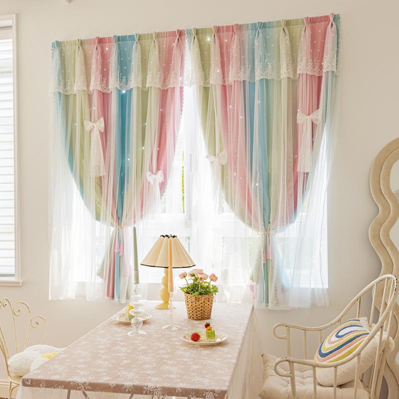 魔术贴窗帘免打孔安装女孩房间遮光小窗户飘窗女生卧室2025新款