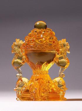 琉璃摆件向上拱财客厅书房玄关家居摆设工艺品新房装饰品大象