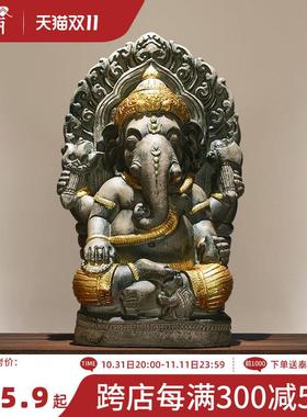 异丽东南亚风格大象摆件泰式会所酒店客厅玄关象神工艺品桌面摆设