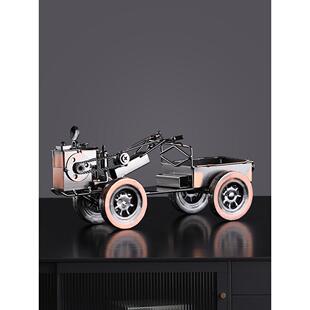 手工铁艺制作金属三轮车手扶拖拉机汽车模型装饰品工艺品摆件礼物