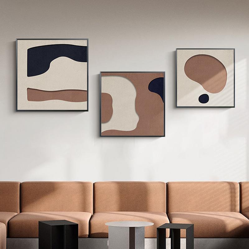 莫兰迪粉抽象装饰画方形组合客厅餐厅壁画北欧风温馨卧室床头挂画图片