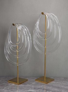 现代简约玻璃轻奢创意桌面家居客厅金属样板房间玄关软装饰品摆件