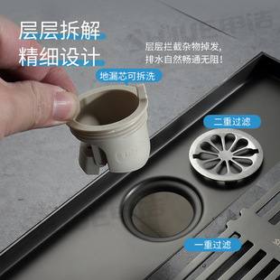 枪灰不锈钢防臭防返虫地漏家用厨房阳台卫生间通用大排量下水地漏