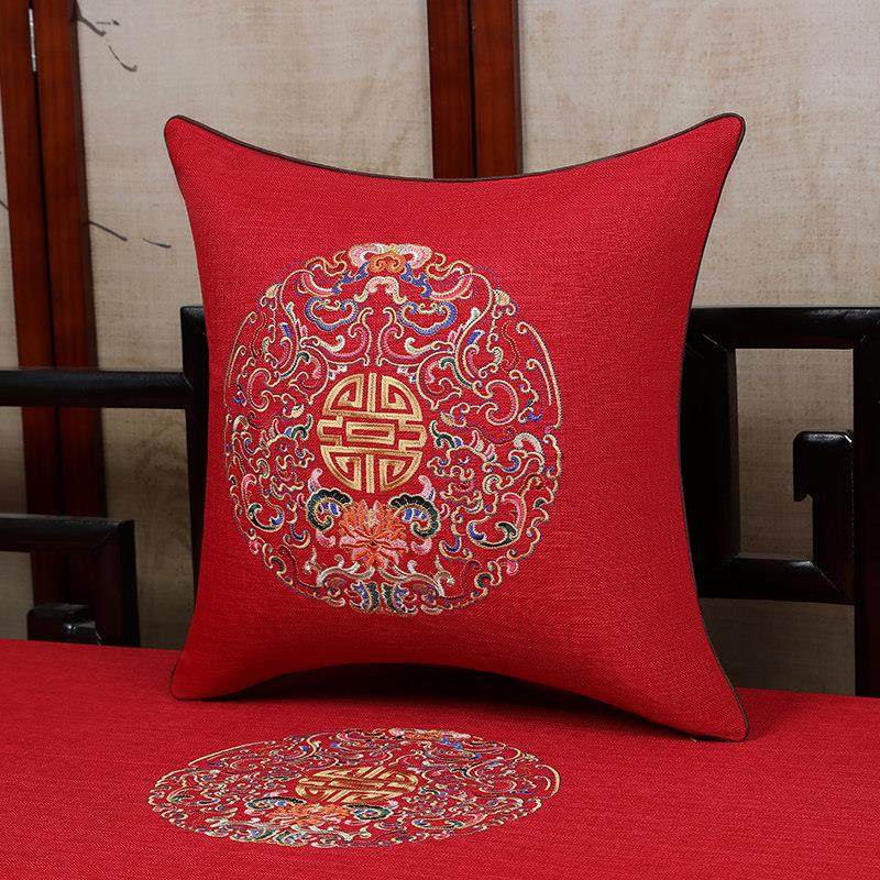中国风抱枕靠垫靠背垫中式刺绣沙发客厅靠枕套不含芯床头靠背腰枕