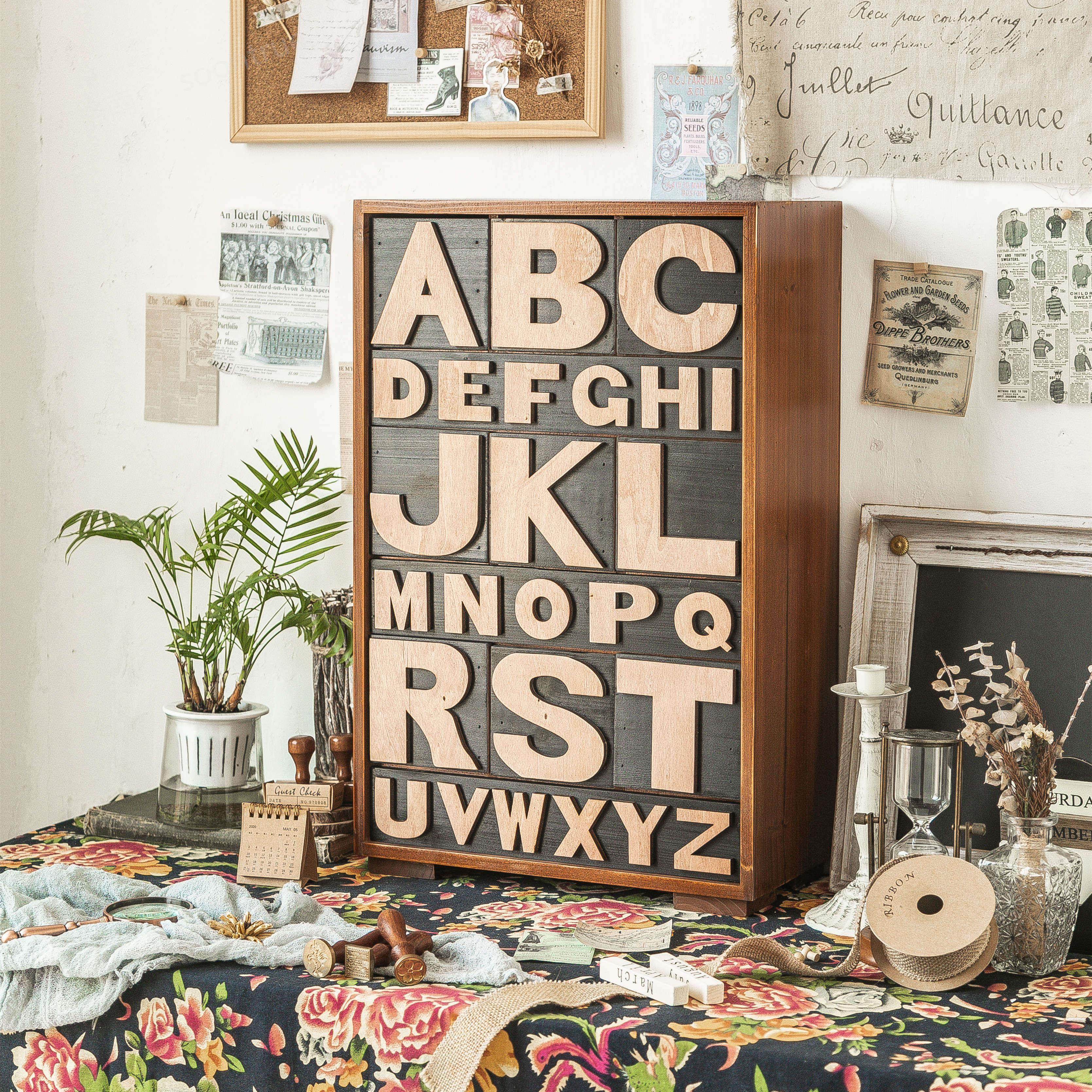 桌面收纳盒办公桌手账文件文具实木整理储物柜书架复古多层抽屉式,收纳整理,桌面收纳盒,淘宝优惠券,粉丝福利购,淘宝优惠卷