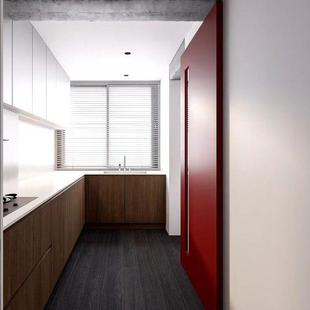 中国红极简幽灵门厨房卫生间玻璃移门推拉门实木烤漆门洞洞小红门