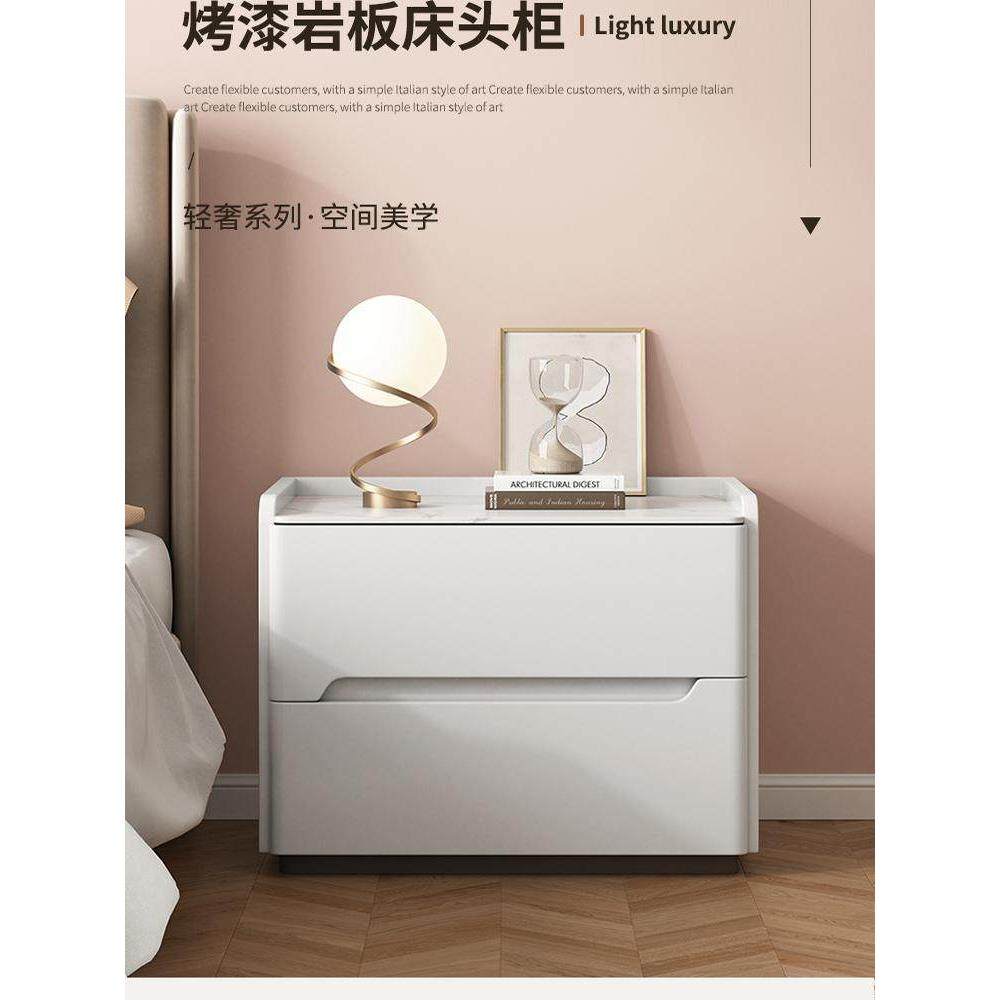 全实木烤漆岩板床头柜简约现代高级卧室家用储物床边柜免安装落地,住宅家具,床头柜,淘宝优惠券,粉丝福利购,淘宝优惠卷
