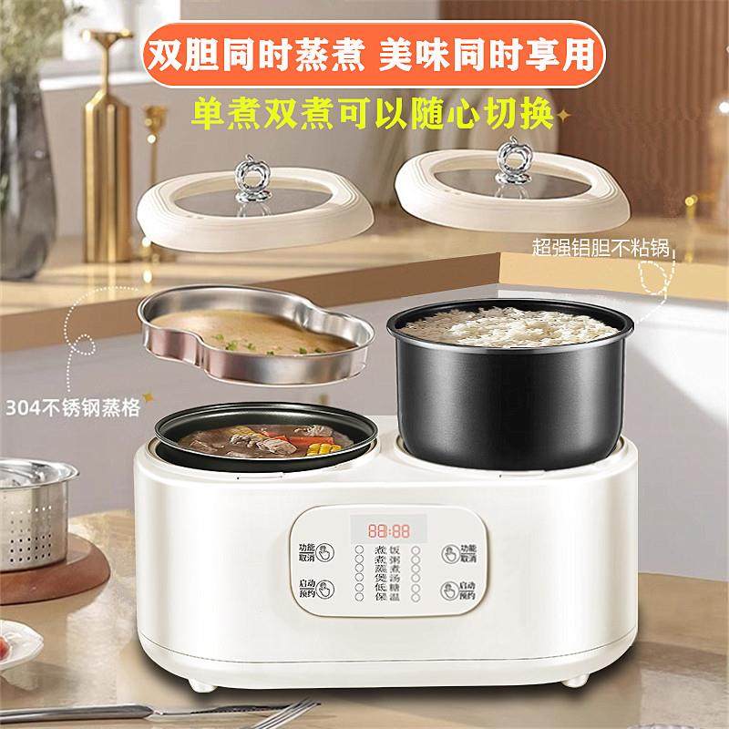 双胆电饭锅同时煮饭煲汤可拆卸智能电饭锅两个胆两件式迷你家用