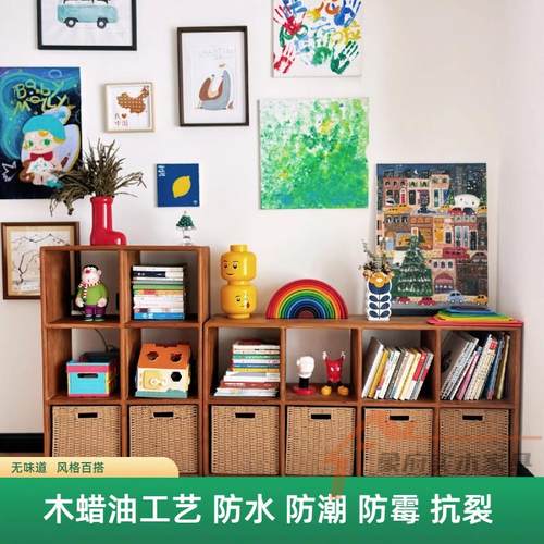 北美樱桃木格子柜落地书柜组合柜书架置物架收纳柜电视柜原木柜子