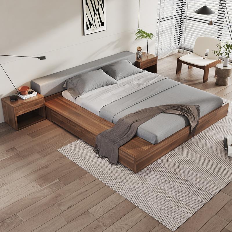 日式床落地矮床榻榻米床实木侘寂风格床民宿床双人主卧大床地台床