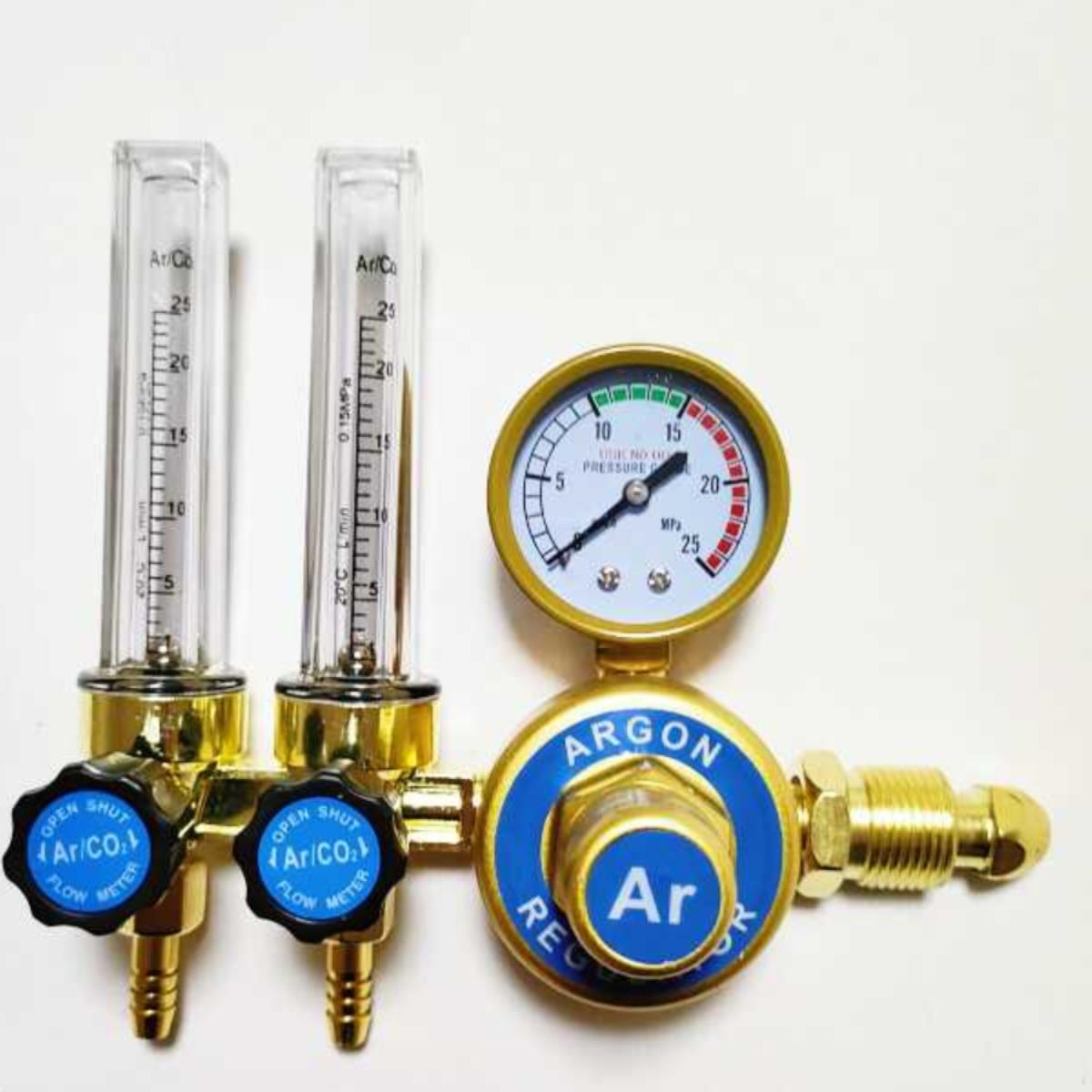 外牙外螺纹外丝双管双出气带流量计氩气减压器氩弧焊机氩气表