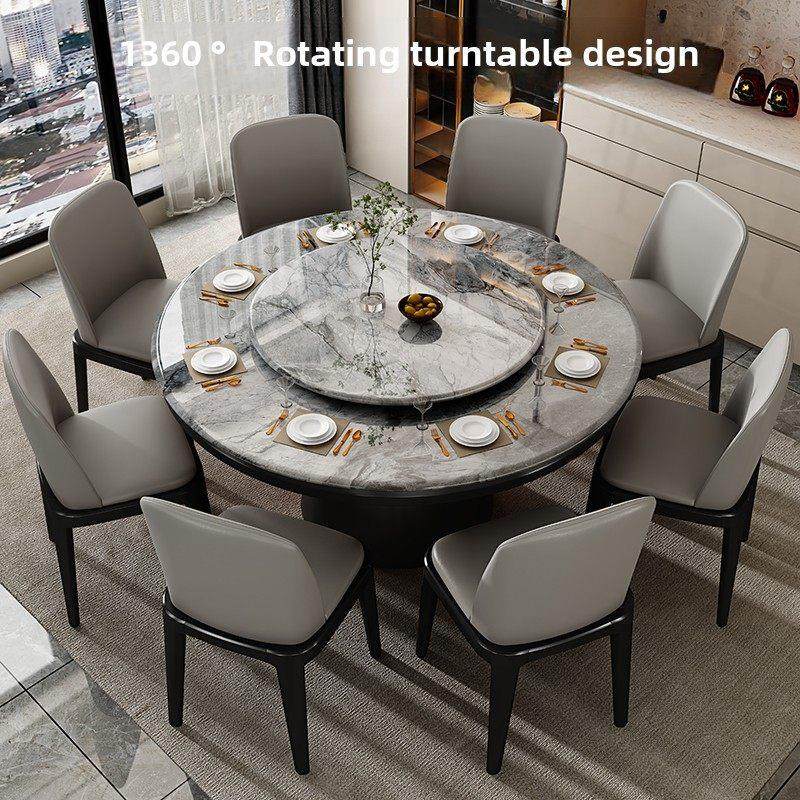 天然微晶石餐桌椅组合现代简约大理石圆桌家用超晶石实木圆形饭桌,住宅家具,大理石餐桌,淘宝优惠券,粉丝福利购,淘宝优惠卷