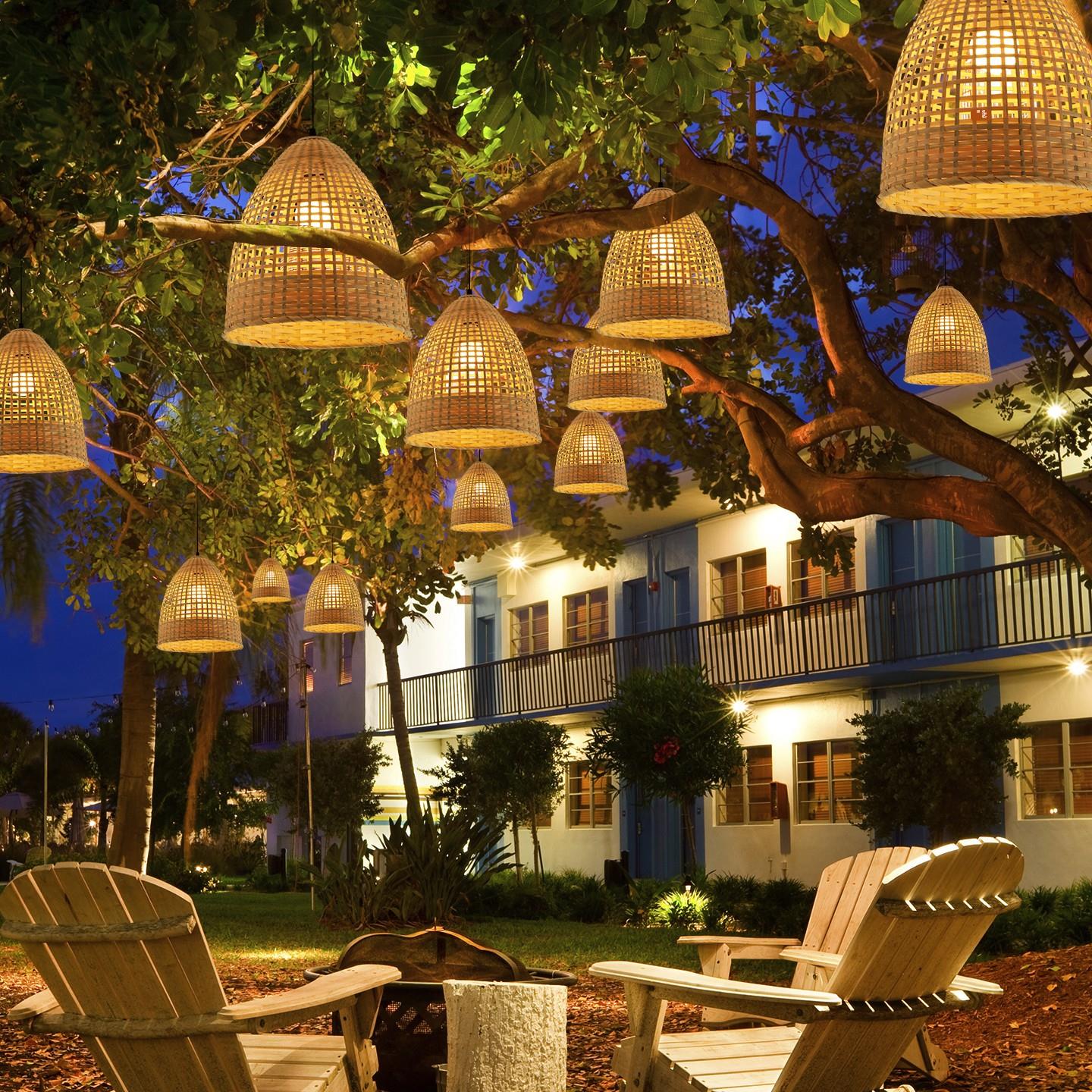 竹编吊灯户外防水吊灯庭院花园别墅露台阳台民宿餐厅室外防水吊灯