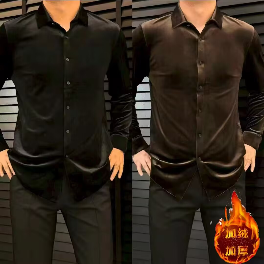 轻奢秋冬季商务时尚男士衬衫