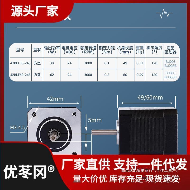 42直流无刷电机BLDC霍尔高速24V低压小型马达可调速替代有刷电机