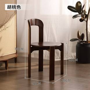 胡桃色实木小圆桌小户型家用复古餐桌椅咖啡厅中古阳台茶几饭桌子