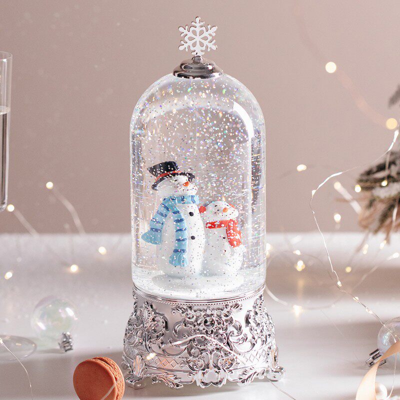 圣诞节飘雪水晶球八音盒女孩水晶灯旋转音乐盒雪人圣诞树生日礼物
