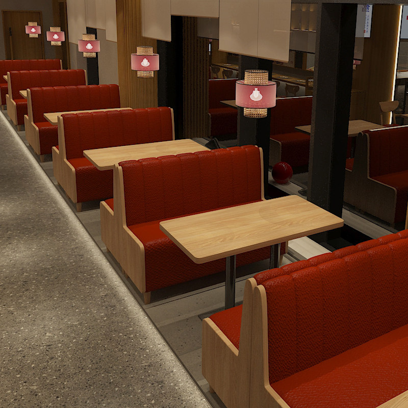 小吃店米粉馆餐饮桌椅套餐组合 快餐汉堡店靠墙卡座沙发商用定制