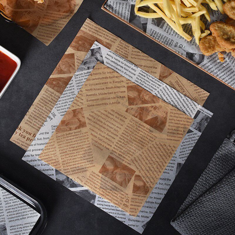新款 烘焙吸蛋糕包装纸油炸食品吸油纸英文印花报纸防油垫纸