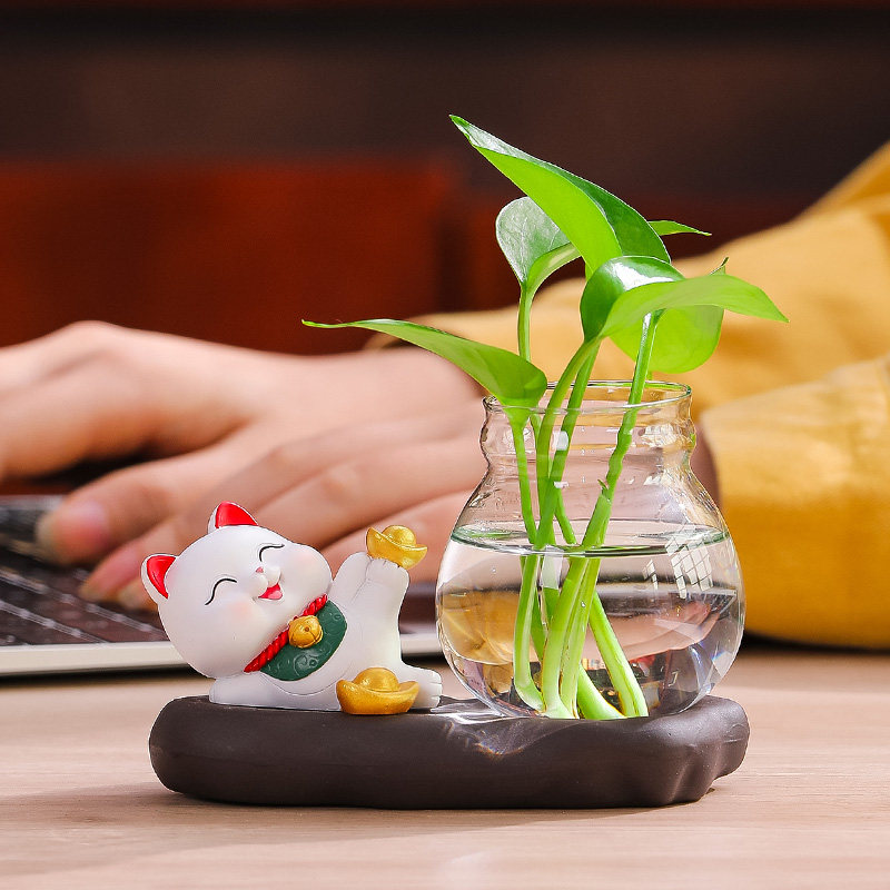 招财猫摆件创意水培店铺开业送礼高级感大号客厅家居红酒柜小摆设
