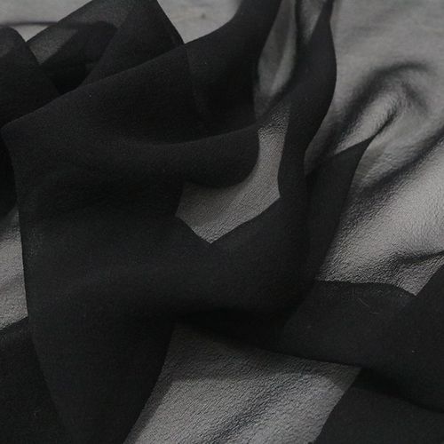 黑色百分百真丝纱桑蚕丝100%绡透明垂坠蚕丝纱布料服装连衣裙面料