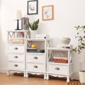 美式 收纳储物柜客厅边柜置物花架小柜子 实木斗柜复古床头柜抽屉式