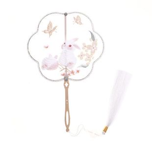 配汉服的扇子儿童女孩古装古典舞团扇刺绣古代古风仙气跳舞蹈宫扇