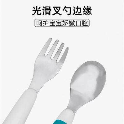 OXO奥秀不锈钢叉勺套装宝宝辅食餐具勺子叉子便携儿童吃饭婴幼儿