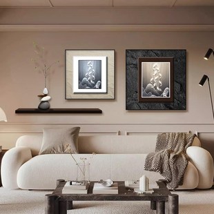饰画立体九鱼图客厅走廊挂画高级感过道餐厅组合画 轻奢入户玄关装