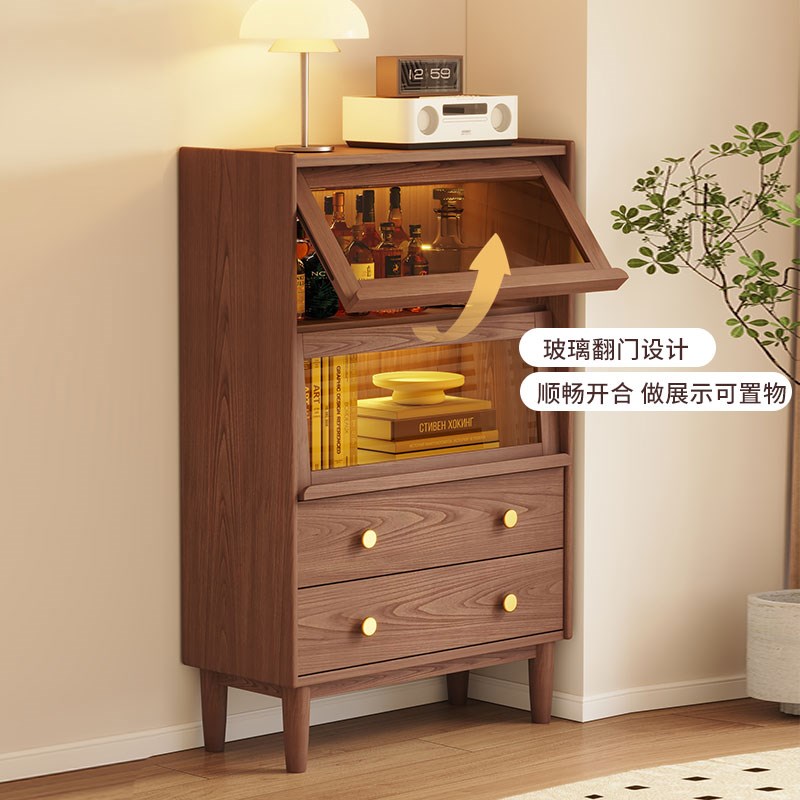 实木斗柜翻门电视柜边柜客厅储物柜餐边柜现代简约卧室收纳柜书柜