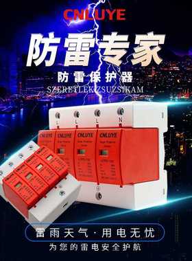 浪涌防雷保护器385VAC家用交流电涌开关2P4P带指示窗口光伏避雷器